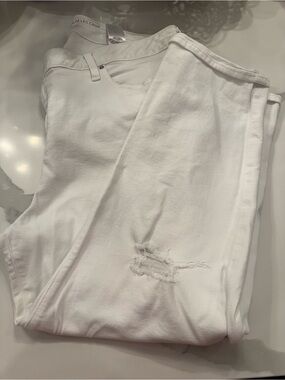 Chicos So Slimming Girlfriend Slim Leg Crop White Jeans Size 3.5 18 Silver A4